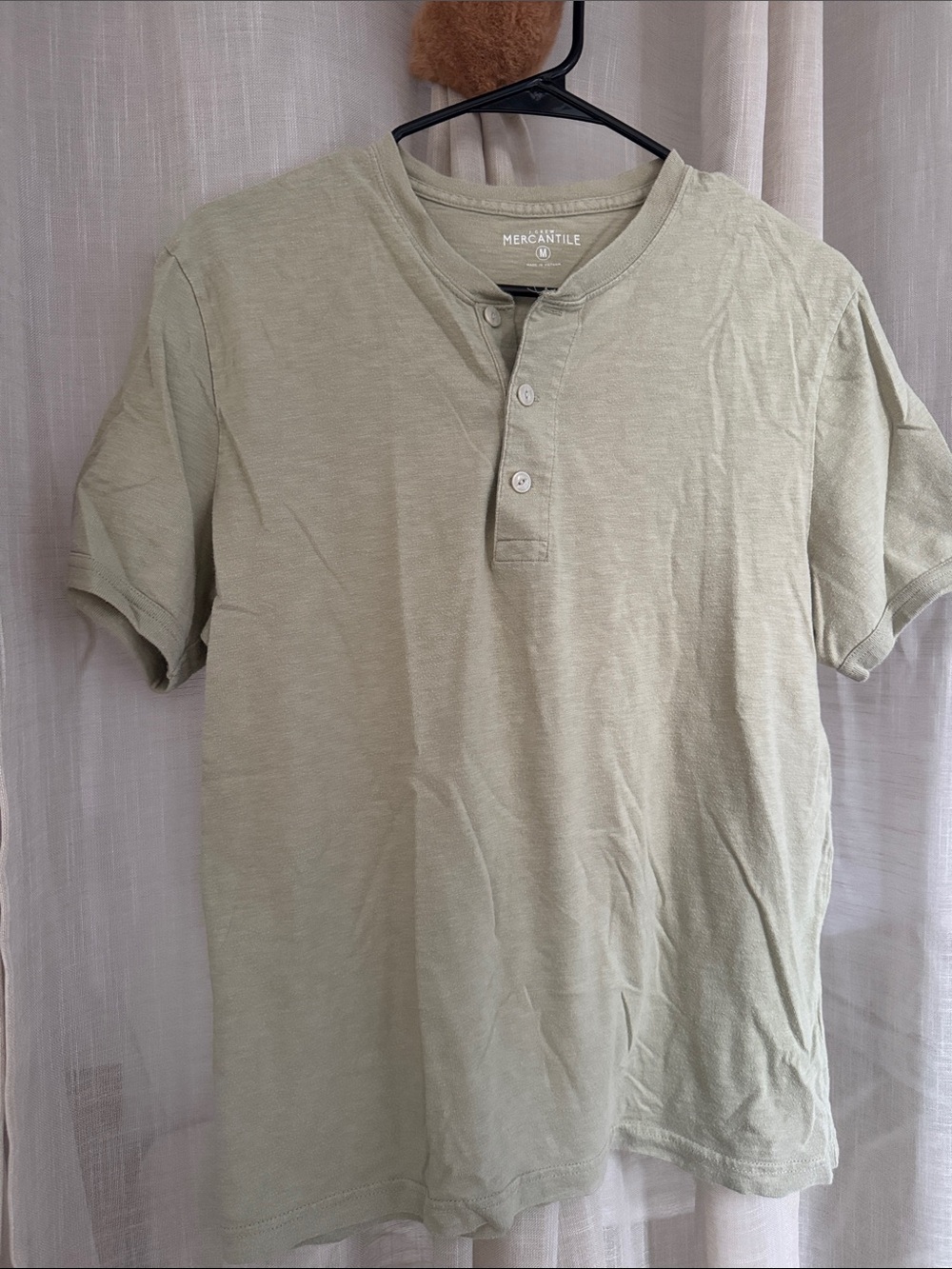 J crew Men's Olive Green Henley Short Sleeve Shirt